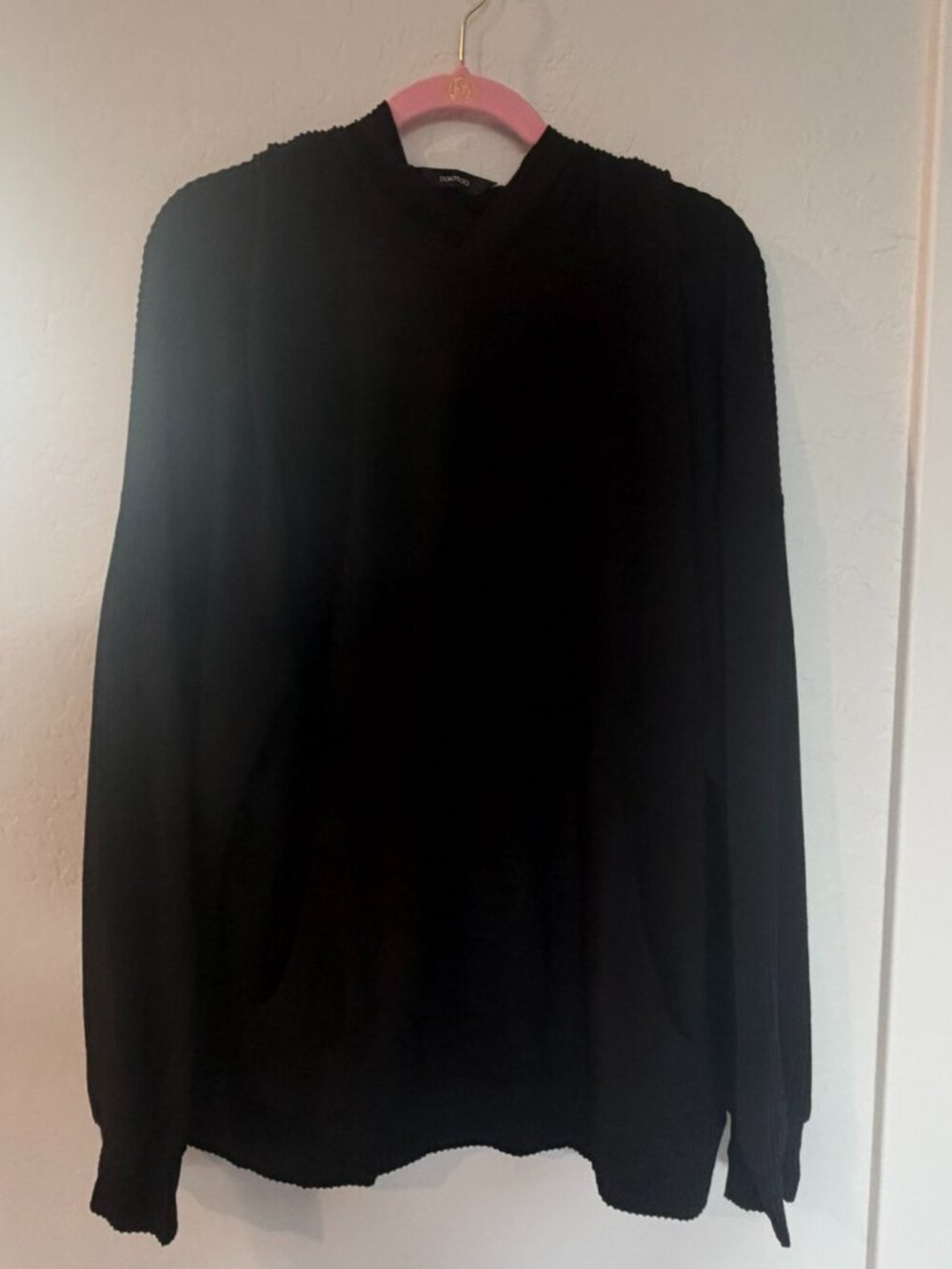 NWT Dokotoo Black Textured Hooded Pullover Hoodie XL